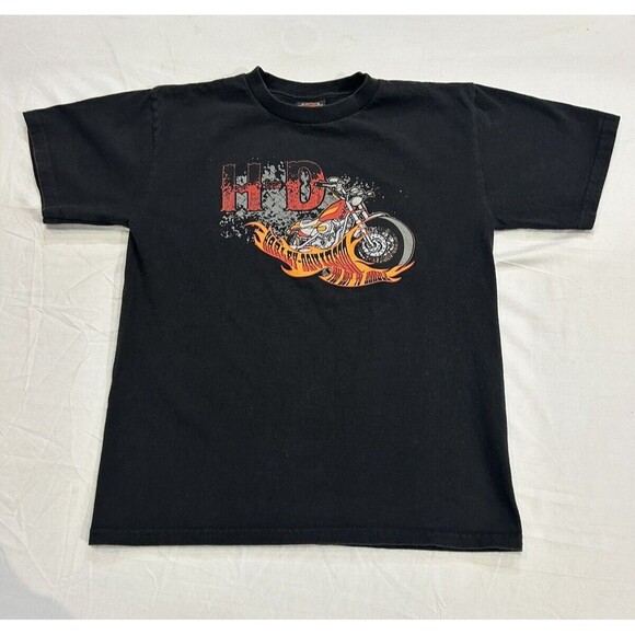 Harley Davidson Kids Short Sleeve  T-Shirt Black Shumate HD Spokane Size Large - Picture 1 of 8